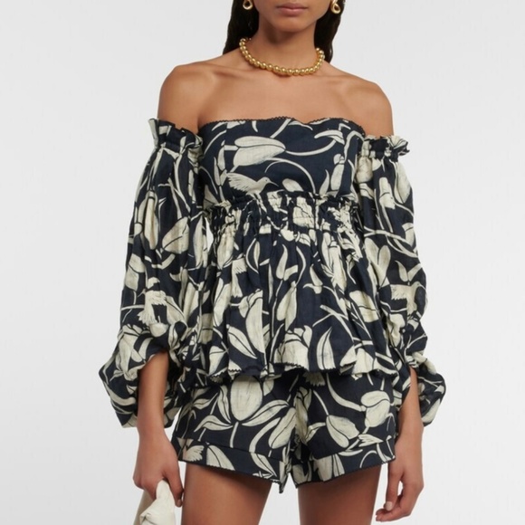 Agua by Agua Bendita Toronjil Shorts Sz M and Jamaica Peplum Top Sz M - Picture 6 of 16